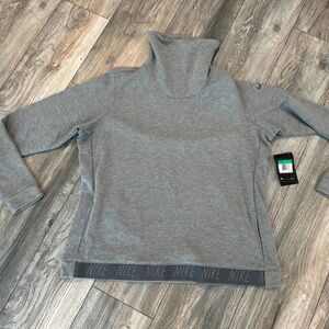 Nike Fleece Sweatshirt Hoodie Women's XL Funnel Neck Pocket Graphic Swoosh Gray